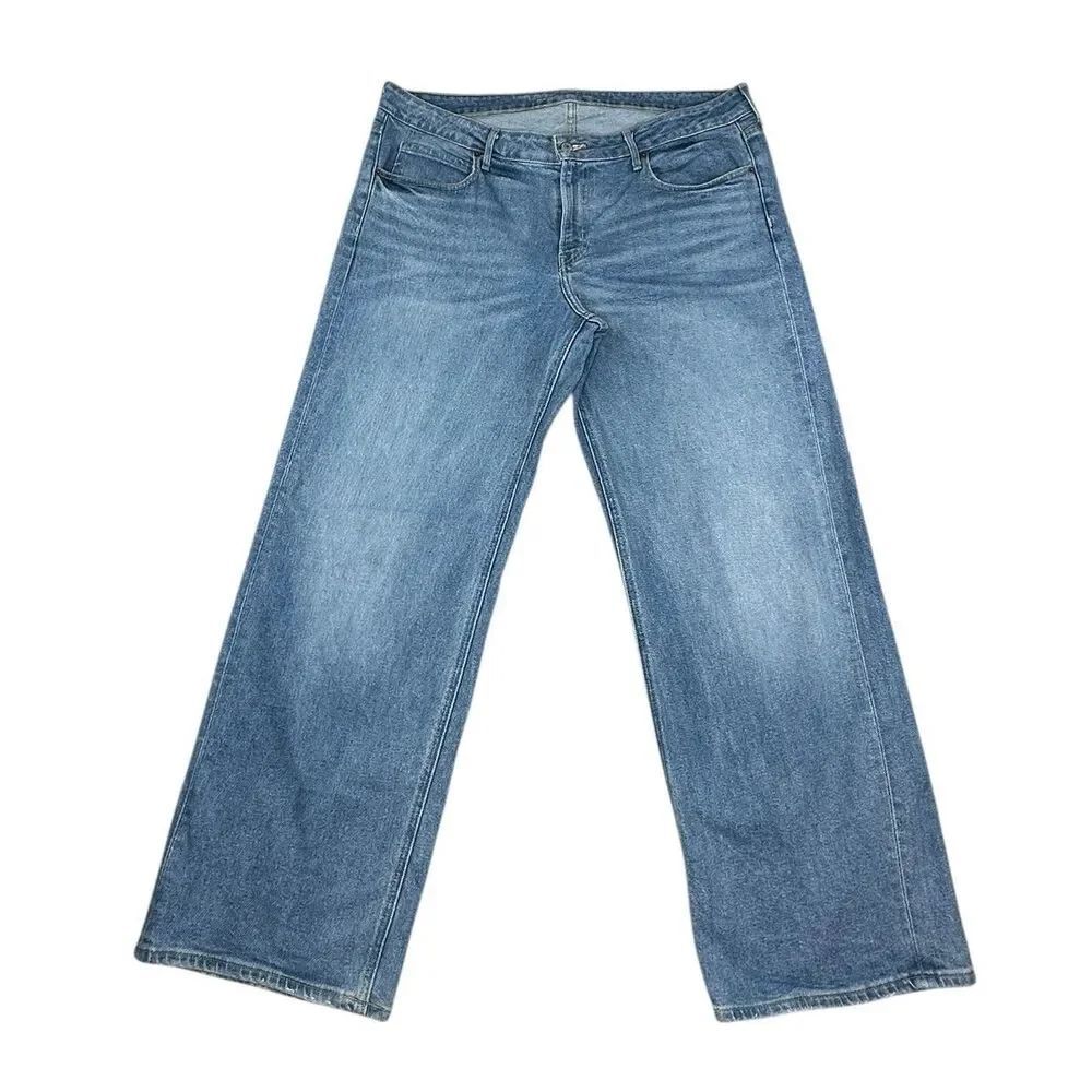 Old Navy Mid Rise Baggy Wide Leg Jeans Women’s Size 16 Light Wash Stretch Denim